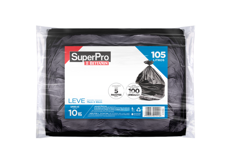 SACO LIXO 105L PRETO REFORC ALMOFADA C/100 SUPER PRO