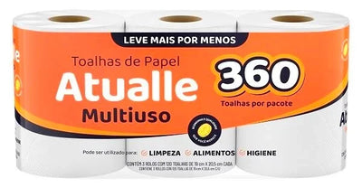 TOALHA DE PAPEL MULTIUSO 3X120 FLS 360 TOALHAS ATUALLE