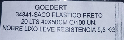 SACO LIXO 20LT PRETO LEVE  C/100 NOBRE 04