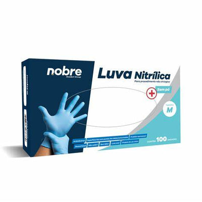 LUVA NITRILICA S/PO P/ PROCED. NAO CIRURGICO C/100UNID. (NAO ESTERIL) "P" AZUL LNSPNC CA 47444 -NOBRE