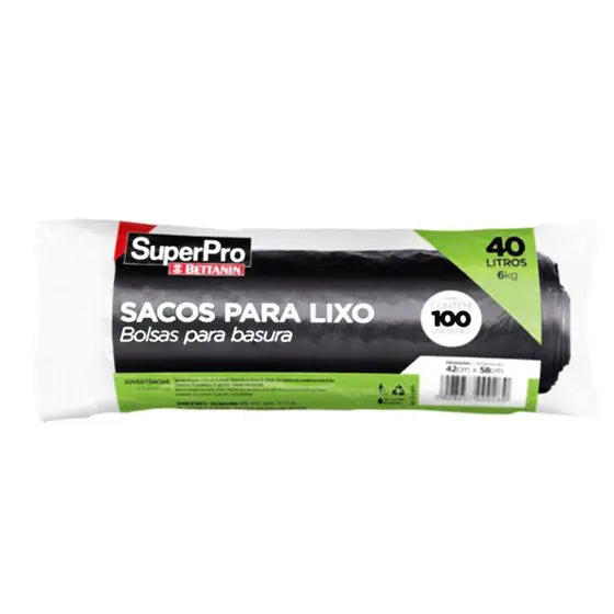 SACO LIXO 40L PRETO C/100 SUPER PRO