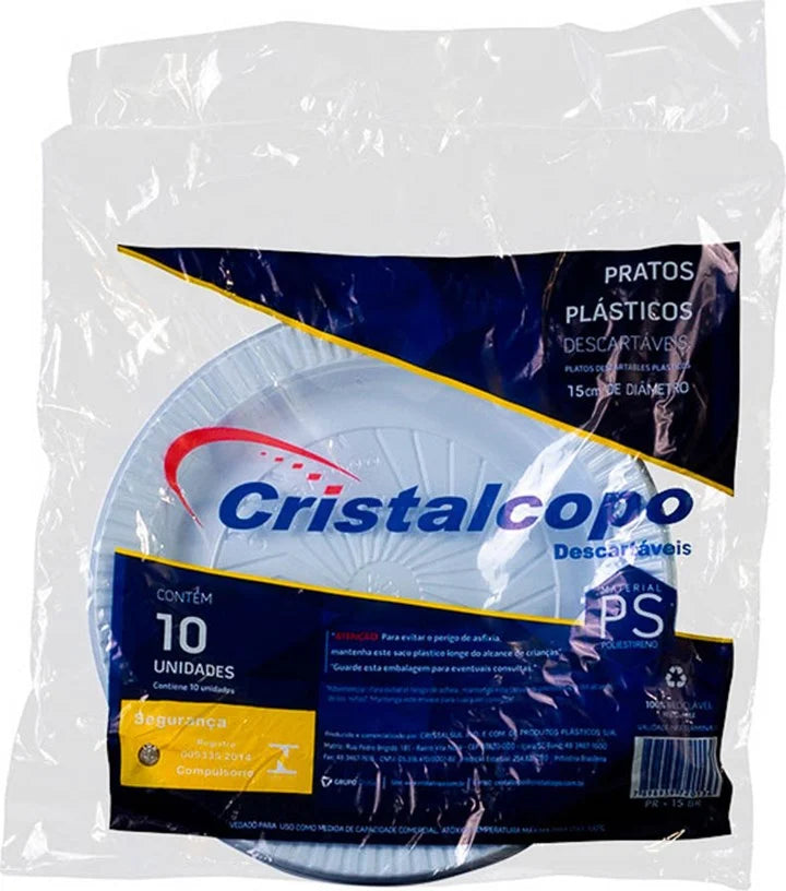 PRATO PLAST 15CM FUNDO 10UN CRISTALCOPO