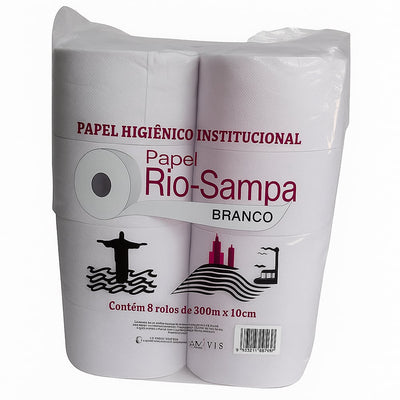 PAPEL HIG ROLAO BRANCO 300M C/8 RIO SAMPA
