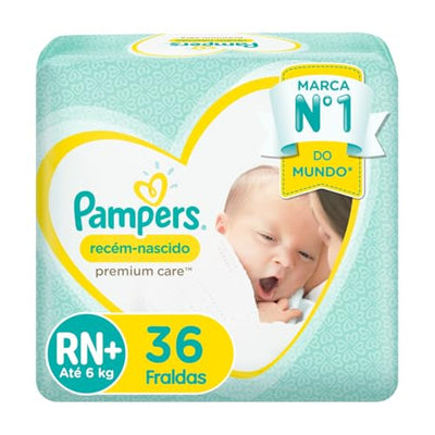 FRALDA PAMPERS PREMIUM CARE RN+ ATE 6kg C/36