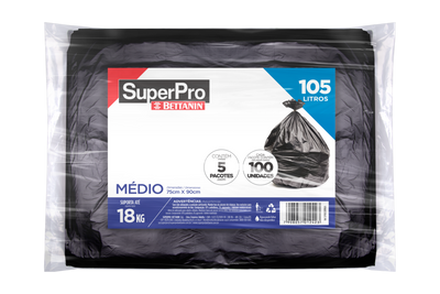 SACO LIXO 105L PRETO ALMOFADA MEDIO C/100 SUPER PRO