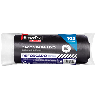 SACO LIXO 105L PRETO REFORCADO C/50 SUPER PRO