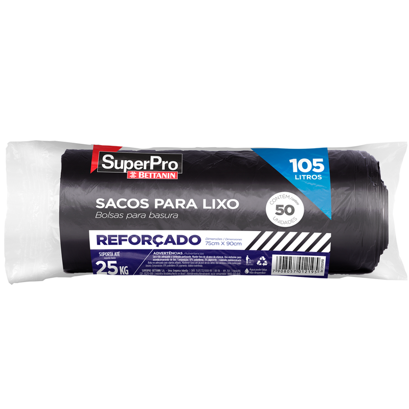 SACO LIXO 105L PRETO REFORCADO C/50 SUPER PRO