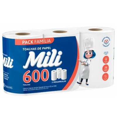 TOA DE PAPEL PACK FAMILIA  3X200 600 FOLHAS MILI