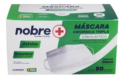 MASCARA CIRURGICA TRIPLA COM ELASTICO 50UN NOBRE
