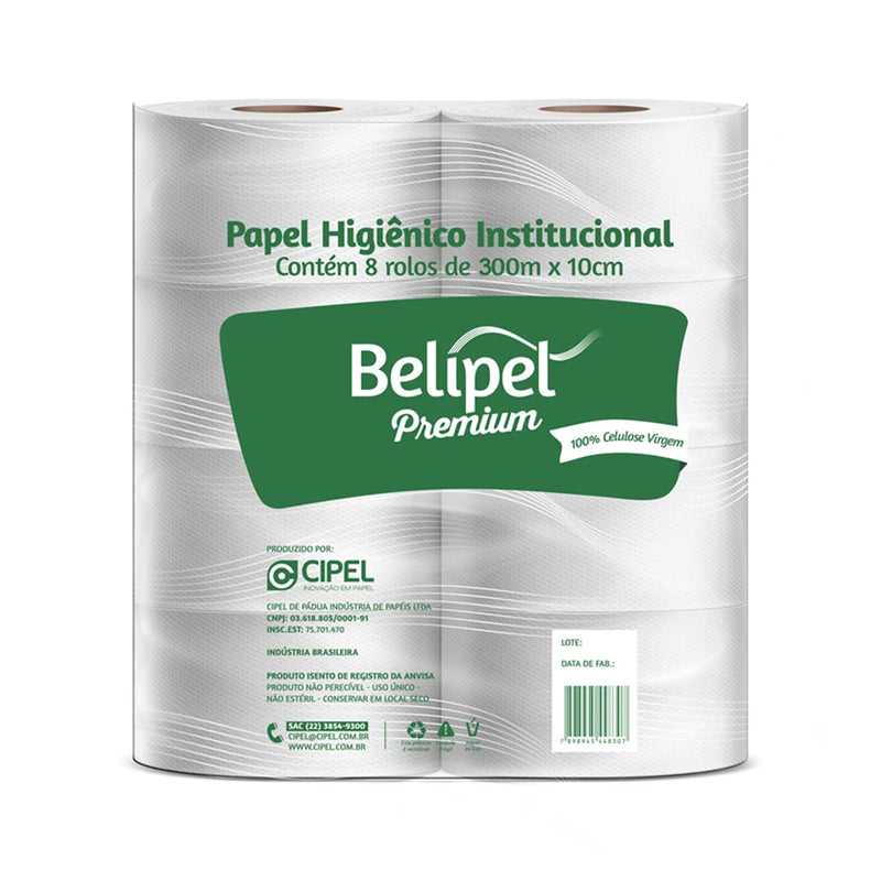 PAPEL HIG ROLAO PREMIUM 300M C/8 BELIPEL