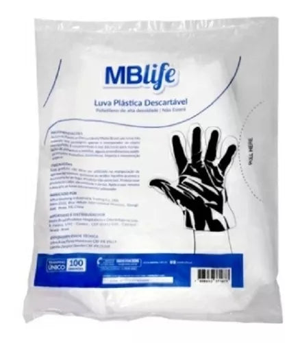 LUVA PLASTICA DESCARTAVEL MBLIFE