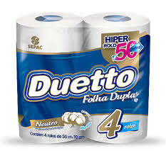 PAPEL HIG 30M FOLHA DUPLA 10CM 4 RLS DUETTO