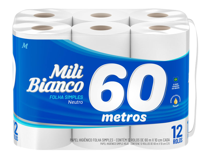 PAPEL HIG 60M F. SIMPLES MILI 12 RLS