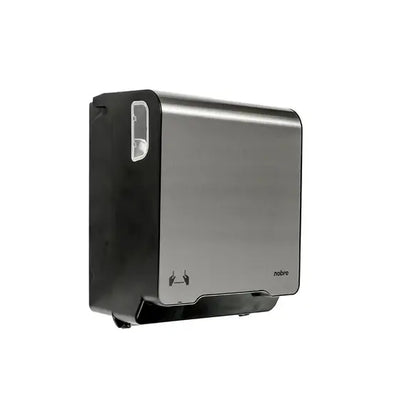 PORTA PAPEL TOA BOBINA  AUTOCORTE PRETO INOX ESCOVADO BRAVE NEW CLEAN