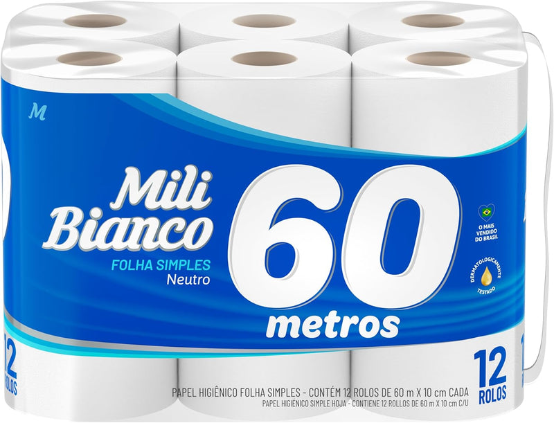 PAPEL HIG 60M F. SIMPLES BIANCO MILI 12 RLS