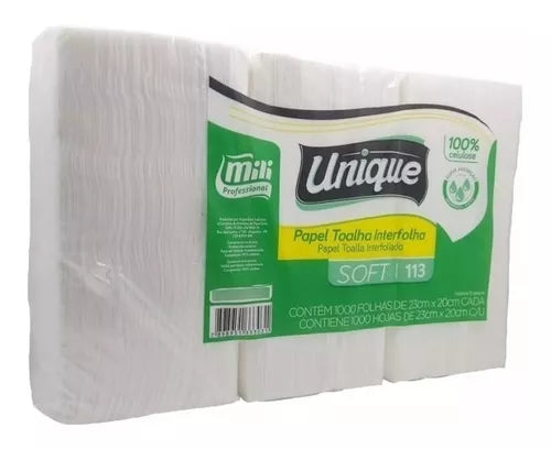 PAPEL TOA INTERF UNIQUE SOFT 100% CELULOSE 23CMX20CM 1000FLS MILI