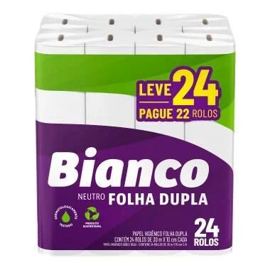 PAPEL HIG 30M F. DUPLA NEUTRO BIANCO COMPACTO 24RLS