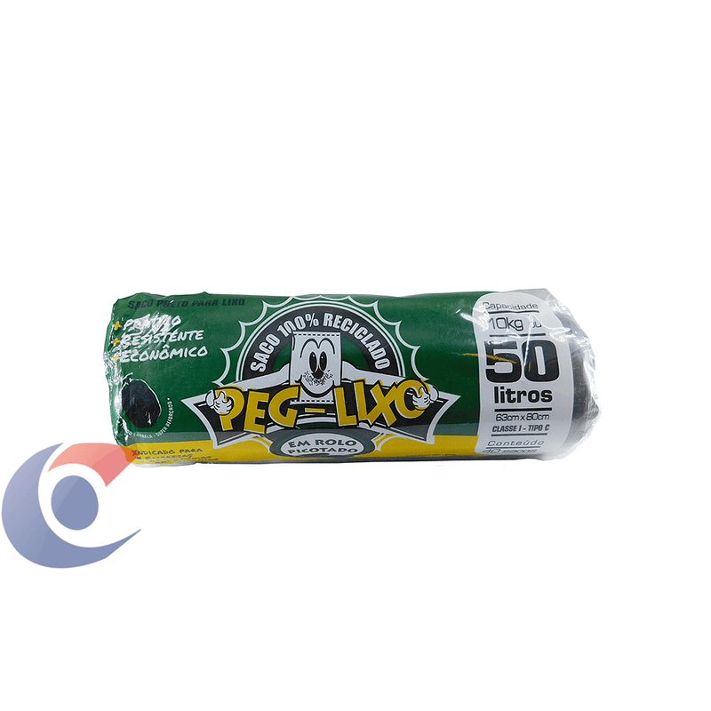 SACO LIXO 50L PRETO ROLO PEG LIXO C/40